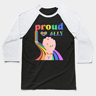 Proud Ally LGBTQ+  Gay Pride Month Cute Baseball T-Shirt